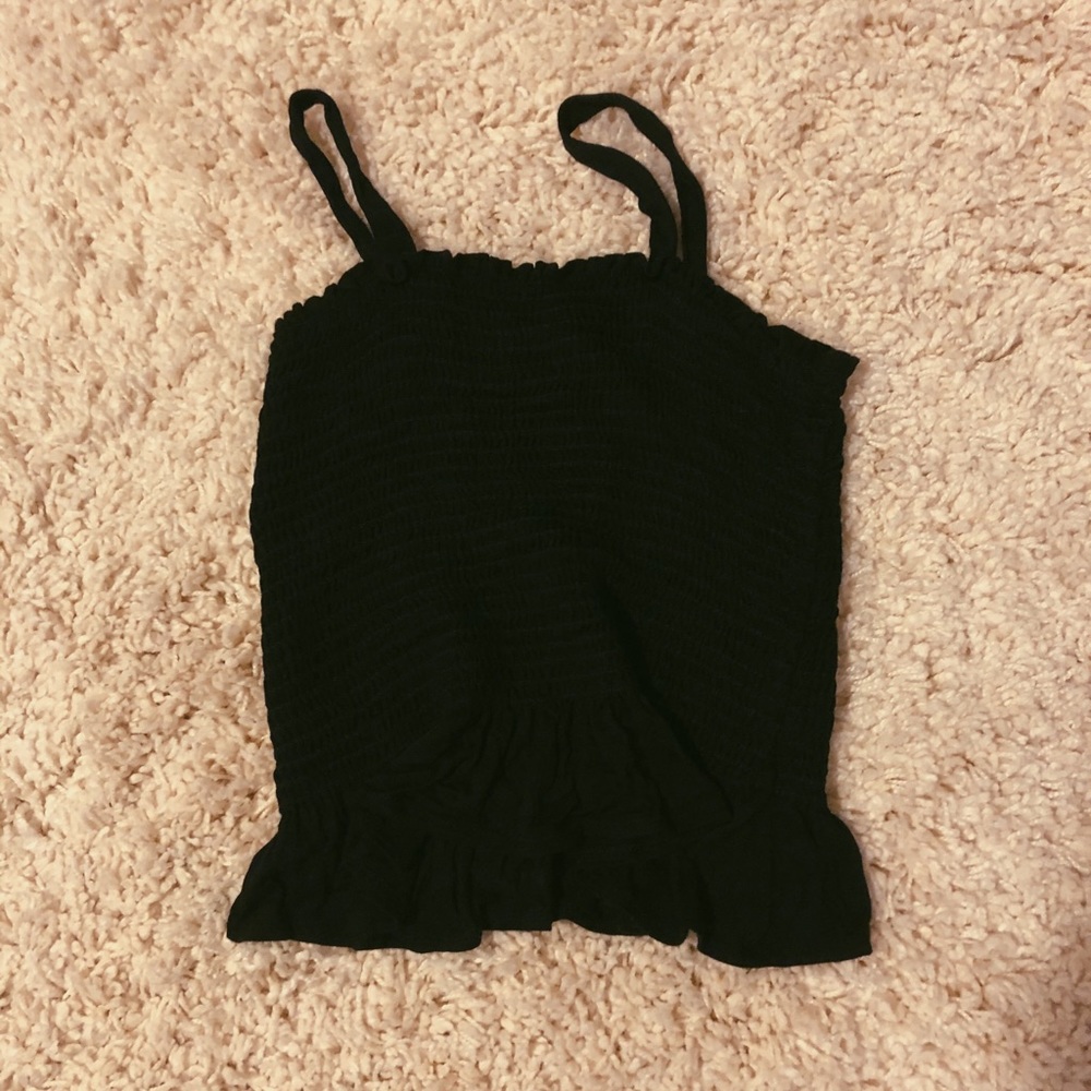 black smocked peplum tank top tillys